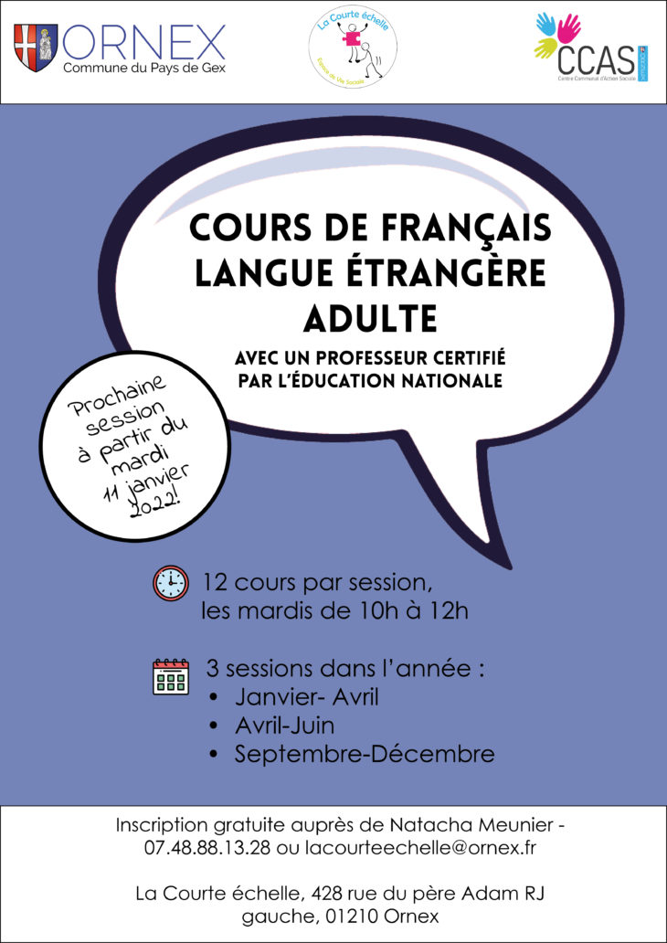 Cours de Français Langue Etrangère à La Courte Echelle Mairie d Ornex